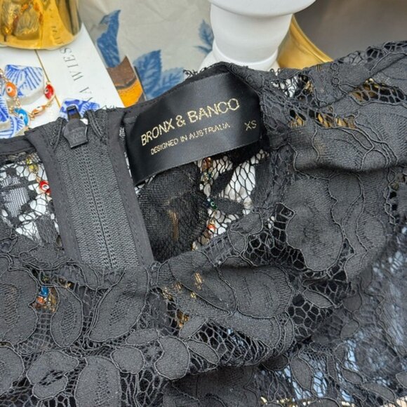 🆕 BRONX & BANCO 🧿 NWOT Colette Noir Black Lace Gown, Sz XS US 2 - Picture 15 of 16